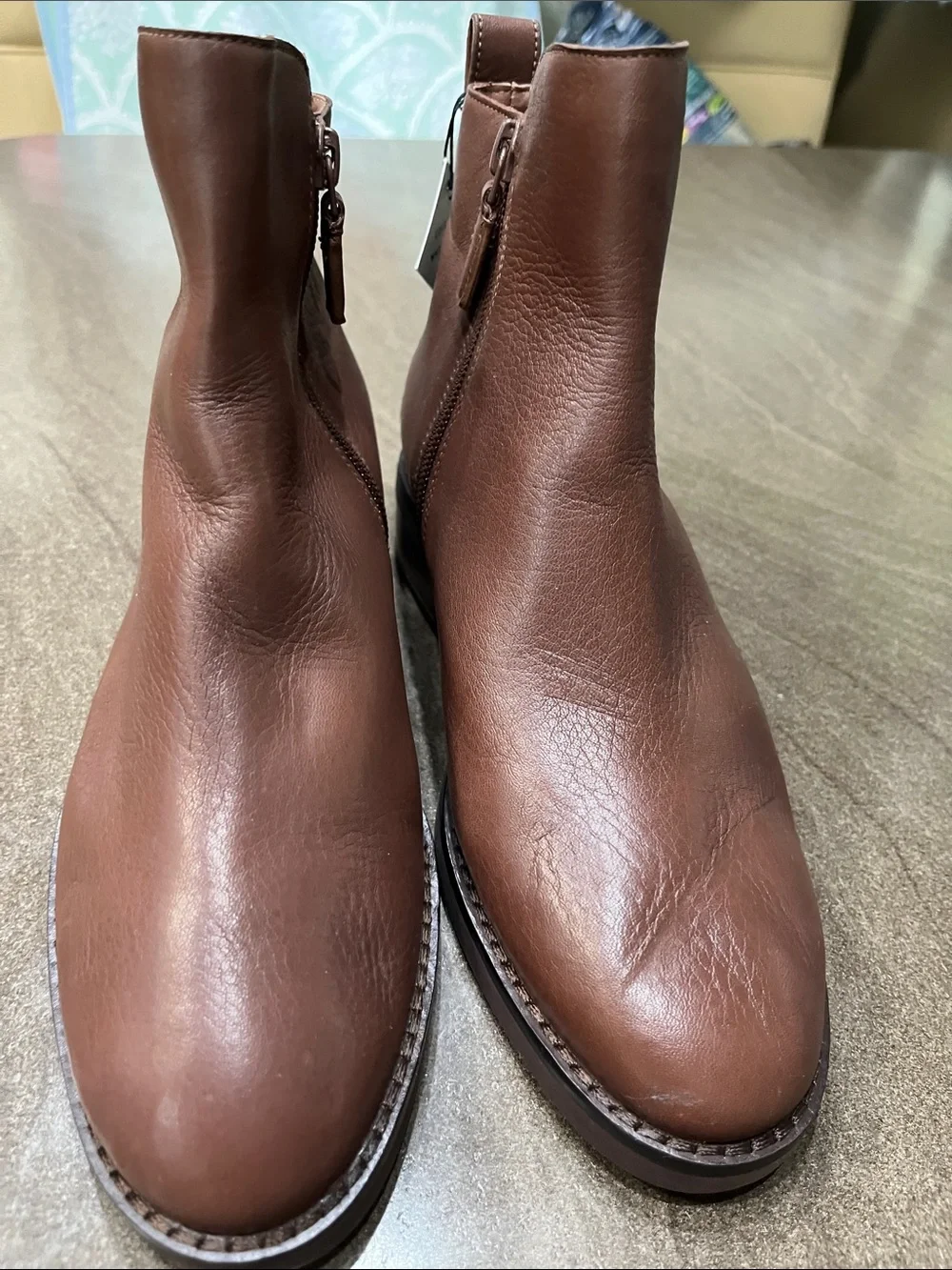 Women’s Brown Leather Zip Ankle Boots
